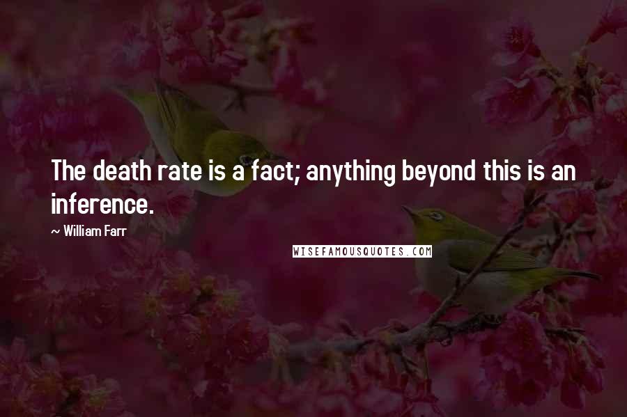 William Farr Quotes: The death rate is a fact; anything beyond this is an inference.