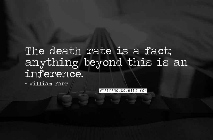 William Farr Quotes: The death rate is a fact; anything beyond this is an inference.