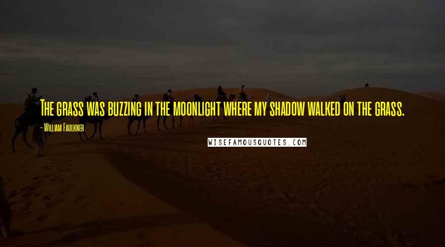 William Faulkner Quotes: The grass was buzzing in the moonlight where my shadow walked on the grass.