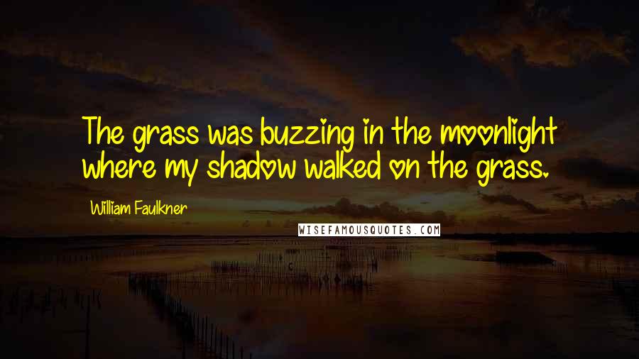 William Faulkner Quotes: The grass was buzzing in the moonlight where my shadow walked on the grass.