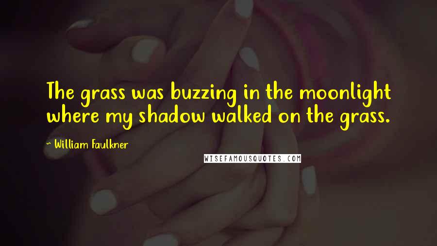 William Faulkner Quotes: The grass was buzzing in the moonlight where my shadow walked on the grass.