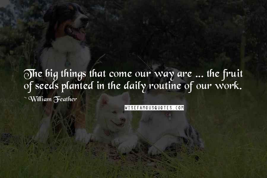 William Feather Quotes: The big things that come our way are ... the fruit of seeds planted in the daily routine of our work.