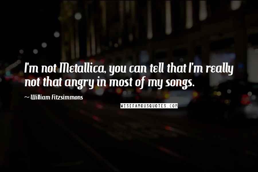 William Fitzsimmons Quotes: I'm not Metallica, you can tell that I'm really not that angry in most of my songs.