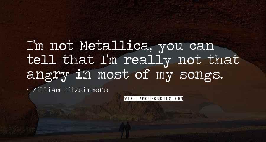William Fitzsimmons Quotes: I'm not Metallica, you can tell that I'm really not that angry in most of my songs.