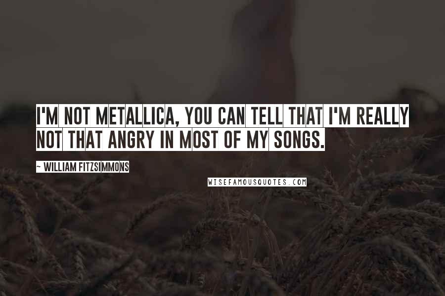 William Fitzsimmons Quotes: I'm not Metallica, you can tell that I'm really not that angry in most of my songs.