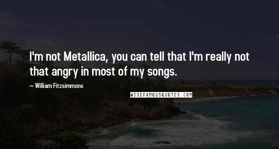 William Fitzsimmons Quotes: I'm not Metallica, you can tell that I'm really not that angry in most of my songs.