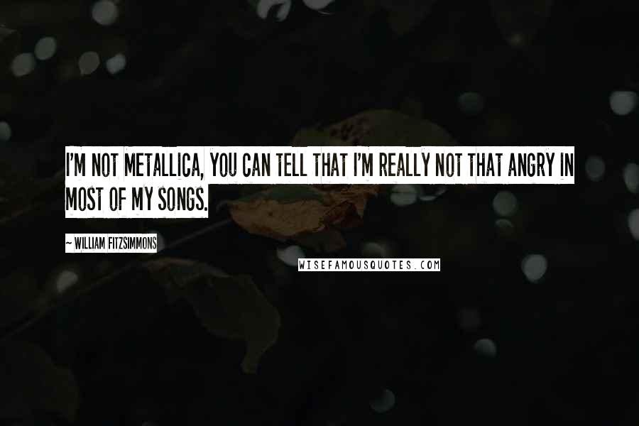 William Fitzsimmons Quotes: I'm not Metallica, you can tell that I'm really not that angry in most of my songs.