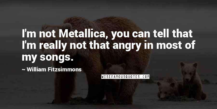 William Fitzsimmons Quotes: I'm not Metallica, you can tell that I'm really not that angry in most of my songs.