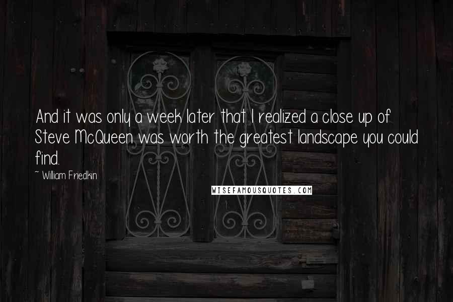 William Friedkin Quotes: And it was only a week later that I realized a close up of Steve McQueen was worth the greatest landscape you could find.