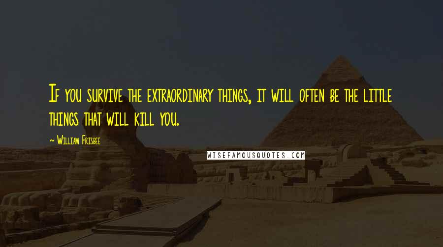 William Frisbee Quotes: If you survive the extraordinary things, it will often be the little things that will kill you.