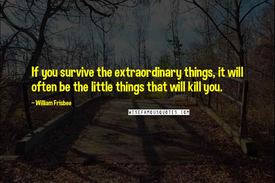 William Frisbee Quotes: If you survive the extraordinary things, it will often be the little things that will kill you.