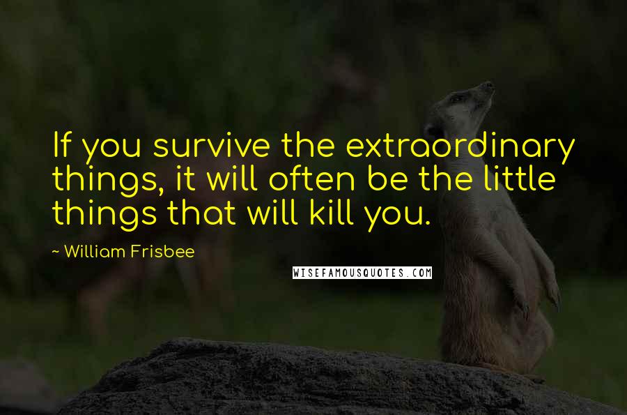 William Frisbee Quotes: If you survive the extraordinary things, it will often be the little things that will kill you.