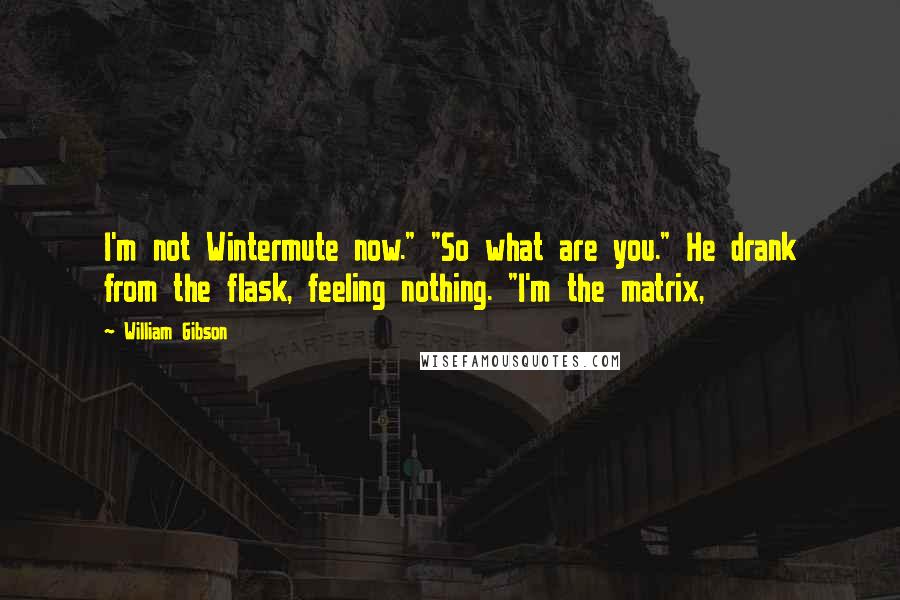 William Gibson Quotes: I'm not Wintermute now." "So what are you." He drank from the flask, feeling nothing. "I'm the matrix,