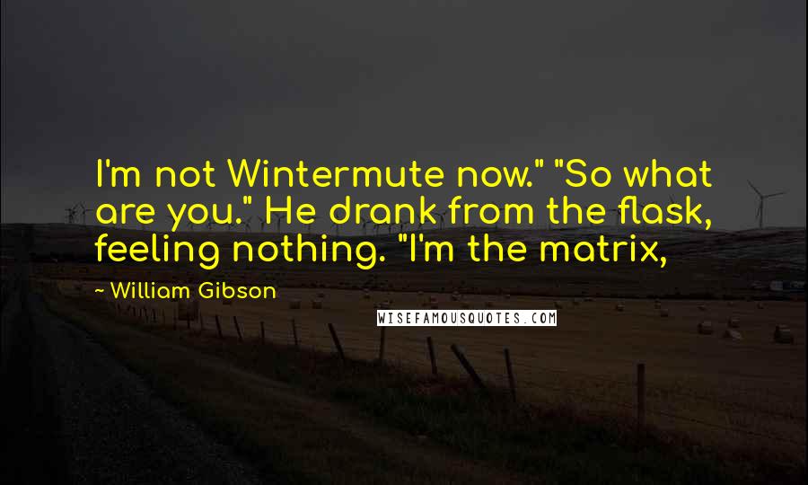 William Gibson Quotes: I'm not Wintermute now." "So what are you." He drank from the flask, feeling nothing. "I'm the matrix,