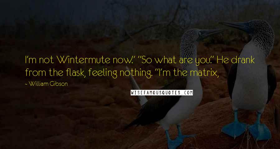 William Gibson Quotes: I'm not Wintermute now." "So what are you." He drank from the flask, feeling nothing. "I'm the matrix,