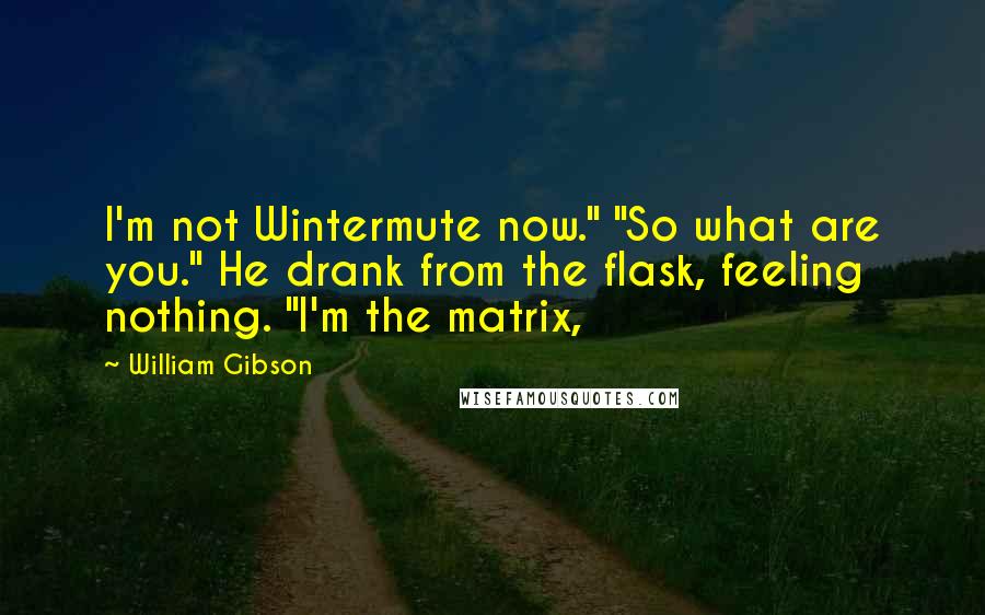 William Gibson Quotes: I'm not Wintermute now." "So what are you." He drank from the flask, feeling nothing. "I'm the matrix,