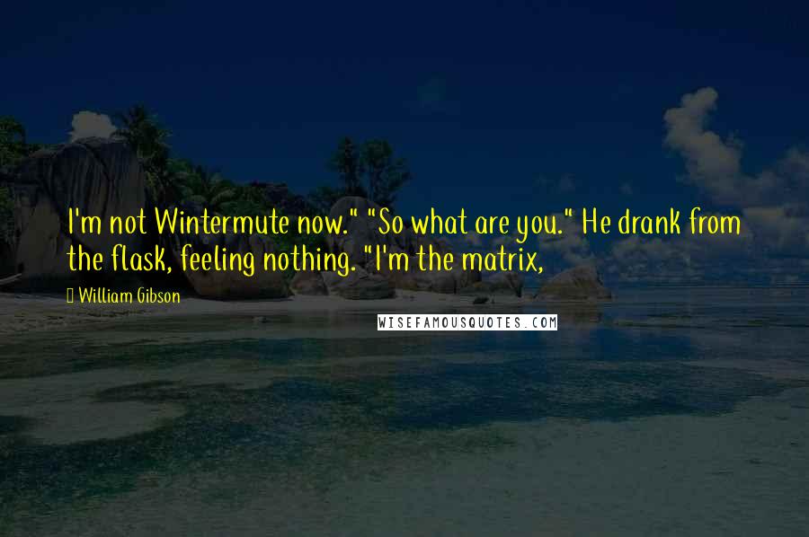 William Gibson Quotes: I'm not Wintermute now." "So what are you." He drank from the flask, feeling nothing. "I'm the matrix,