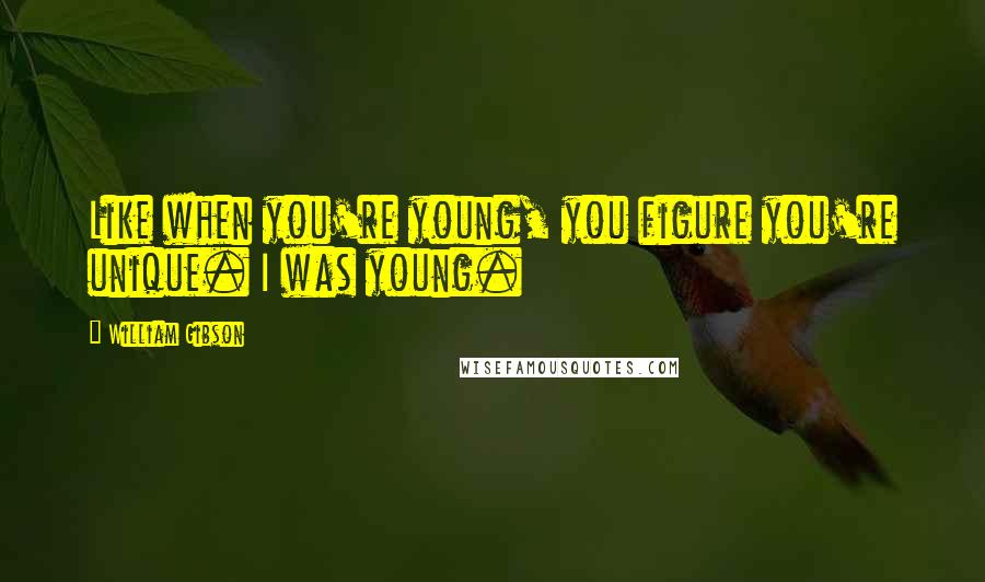 William Gibson Quotes: Like when you're young, you figure you're unique. I was young.