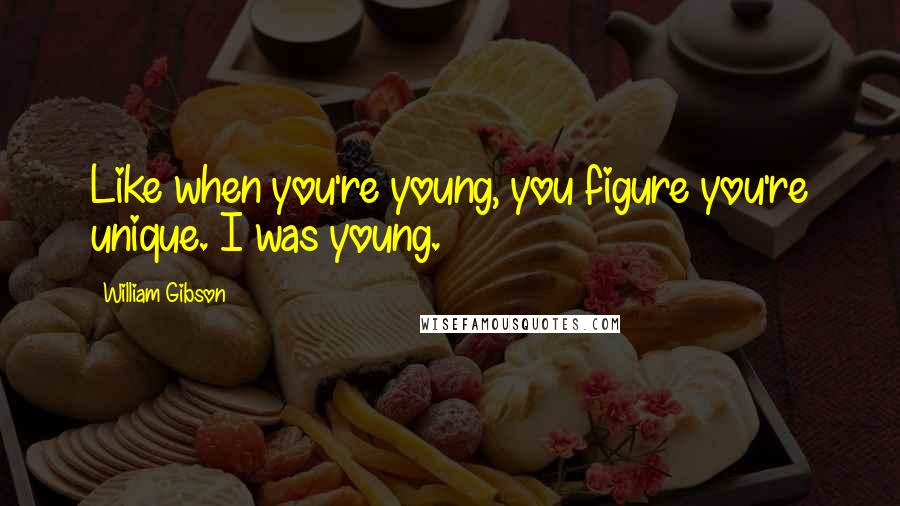 William Gibson Quotes: Like when you're young, you figure you're unique. I was young.