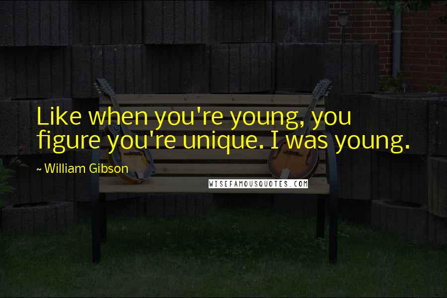 William Gibson Quotes: Like when you're young, you figure you're unique. I was young.
