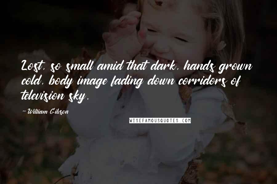 William Gibson Quotes: Lost, so small amid that dark, hands grown cold, body image fading down corridors of television sky.