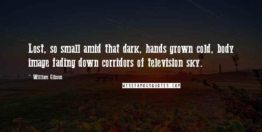 William Gibson Quotes: Lost, so small amid that dark, hands grown cold, body image fading down corridors of television sky.