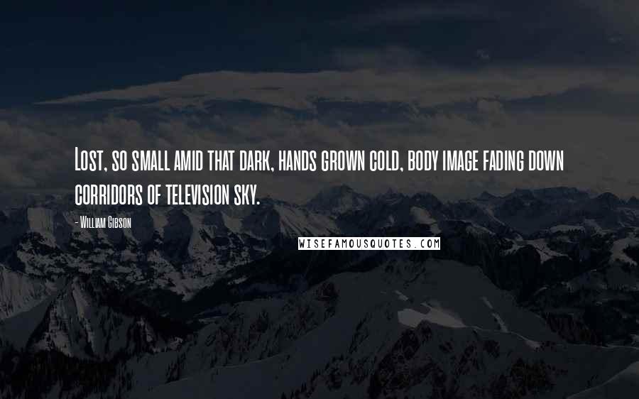 William Gibson Quotes: Lost, so small amid that dark, hands grown cold, body image fading down corridors of television sky.