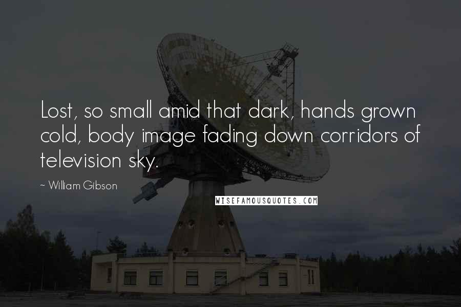 William Gibson Quotes: Lost, so small amid that dark, hands grown cold, body image fading down corridors of television sky.