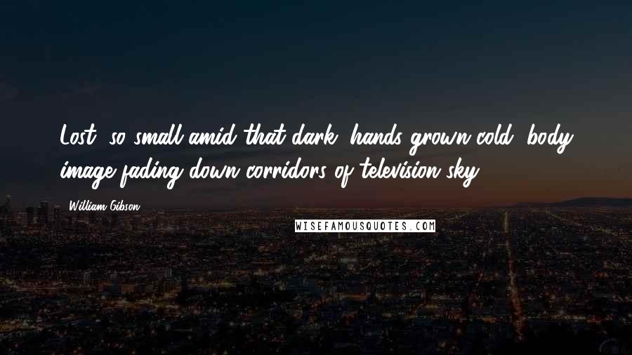 William Gibson Quotes: Lost, so small amid that dark, hands grown cold, body image fading down corridors of television sky.