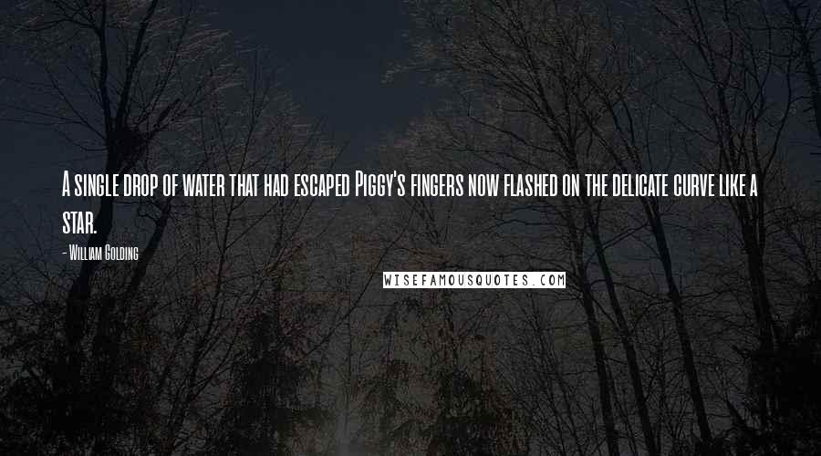 William Golding Quotes: A single drop of water that had escaped Piggy's fingers now flashed on the delicate curve like a star.