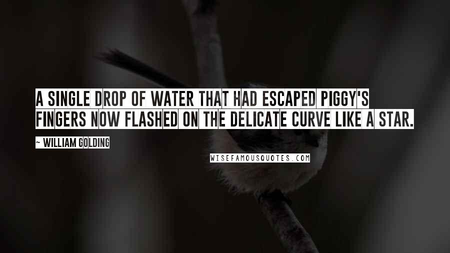 William Golding Quotes: A single drop of water that had escaped Piggy's fingers now flashed on the delicate curve like a star.