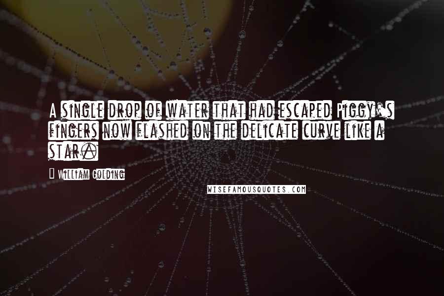 William Golding Quotes: A single drop of water that had escaped Piggy's fingers now flashed on the delicate curve like a star.