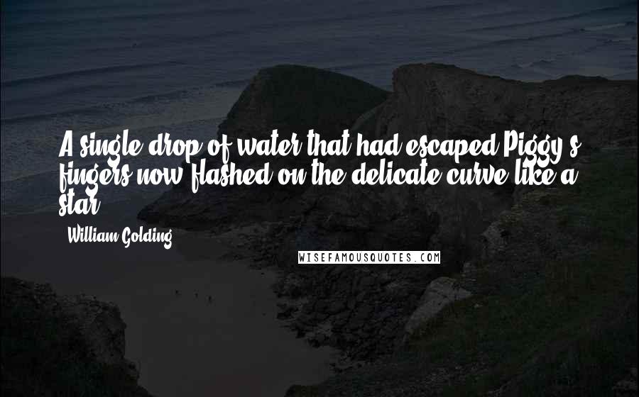 William Golding Quotes: A single drop of water that had escaped Piggy's fingers now flashed on the delicate curve like a star.