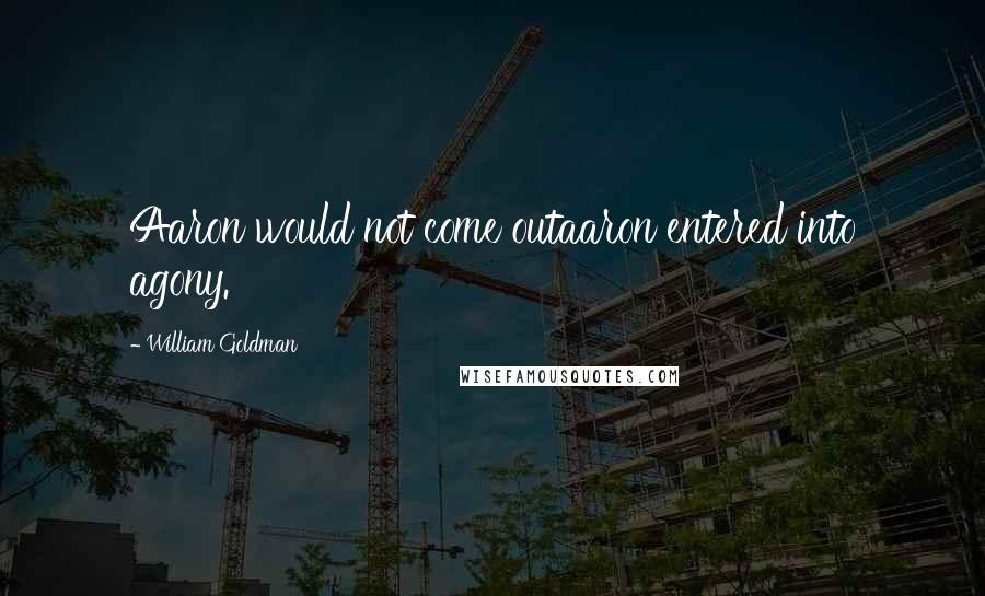 William Goldman Quotes: Aaron would not come outaaron entered into agony.