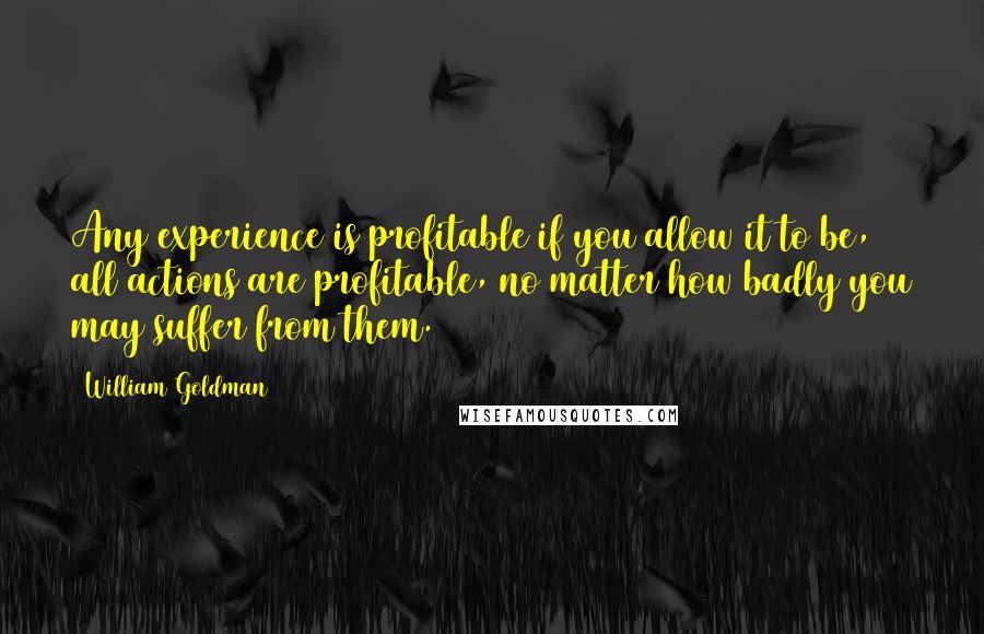 William Goldman Quotes: Any experience is profitable if you allow it to be, all actions are profitable, no matter how badly you may suffer from them.