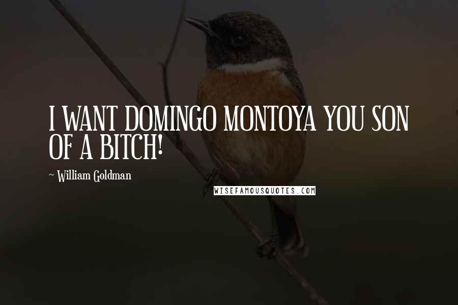 William Goldman Quotes: I WANT DOMINGO MONTOYA YOU SON OF A BITCH!