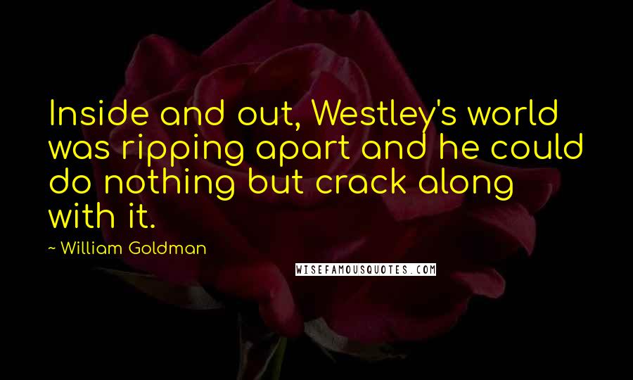 William Goldman Quotes: Inside and out, Westley's world was ripping apart and he could do nothing but crack along with it.
