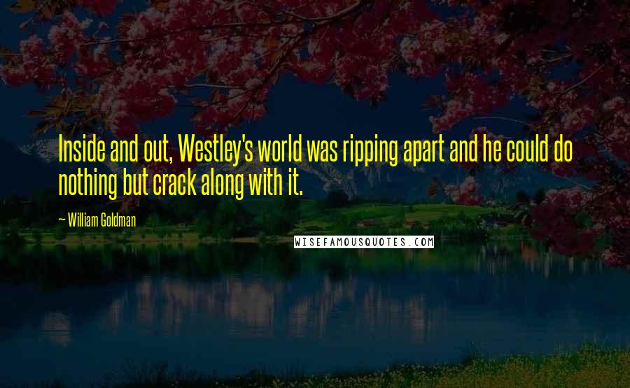 William Goldman Quotes: Inside and out, Westley's world was ripping apart and he could do nothing but crack along with it.