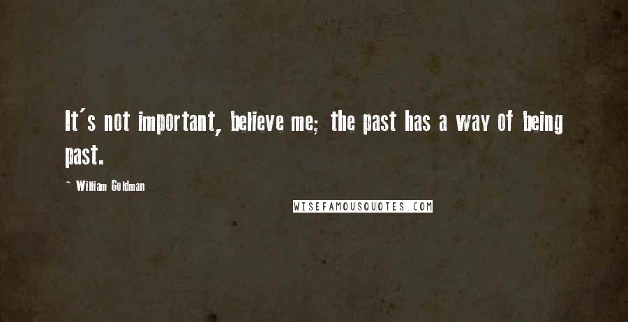 William Goldman Quotes: It's not important, believe me; the past has a way of being past.