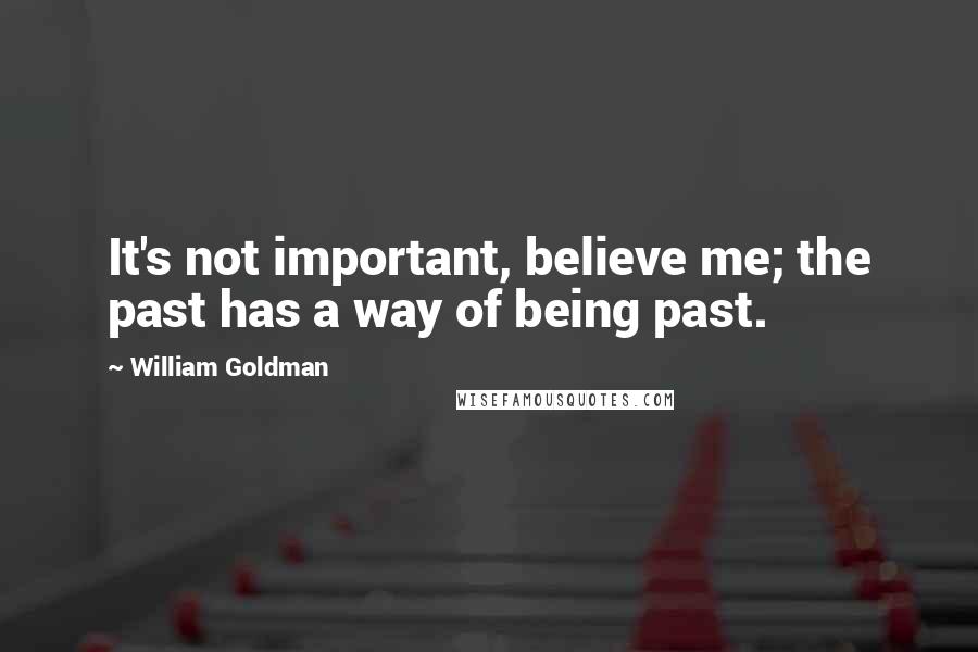 William Goldman Quotes: It's not important, believe me; the past has a way of being past.