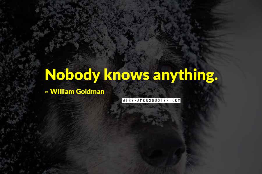 William Goldman Quotes: Nobody knows anything.