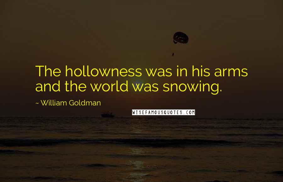 William Goldman Quotes: The hollowness was in his arms and the world was snowing.