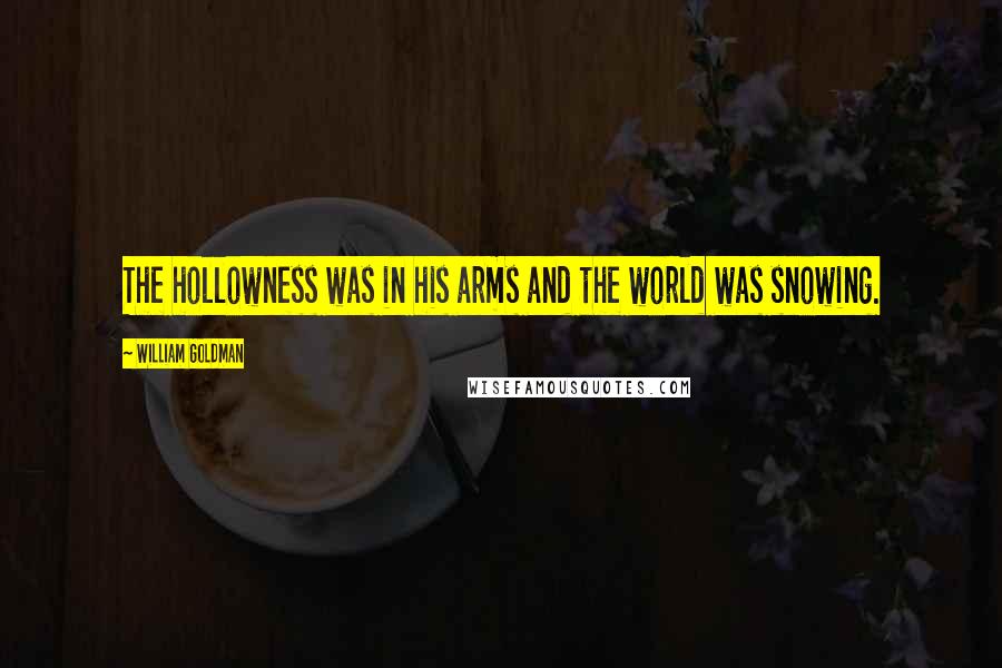 William Goldman Quotes: The hollowness was in his arms and the world was snowing.