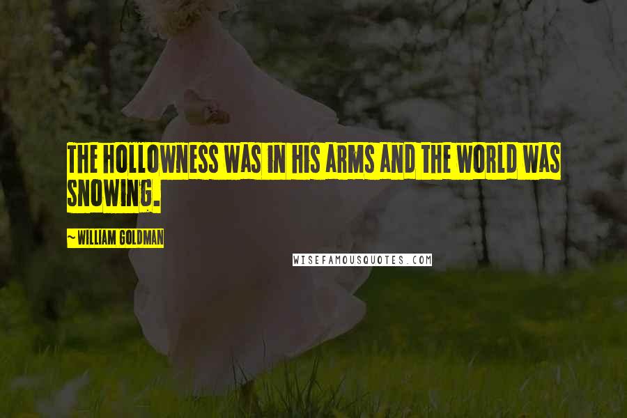 William Goldman Quotes: The hollowness was in his arms and the world was snowing.