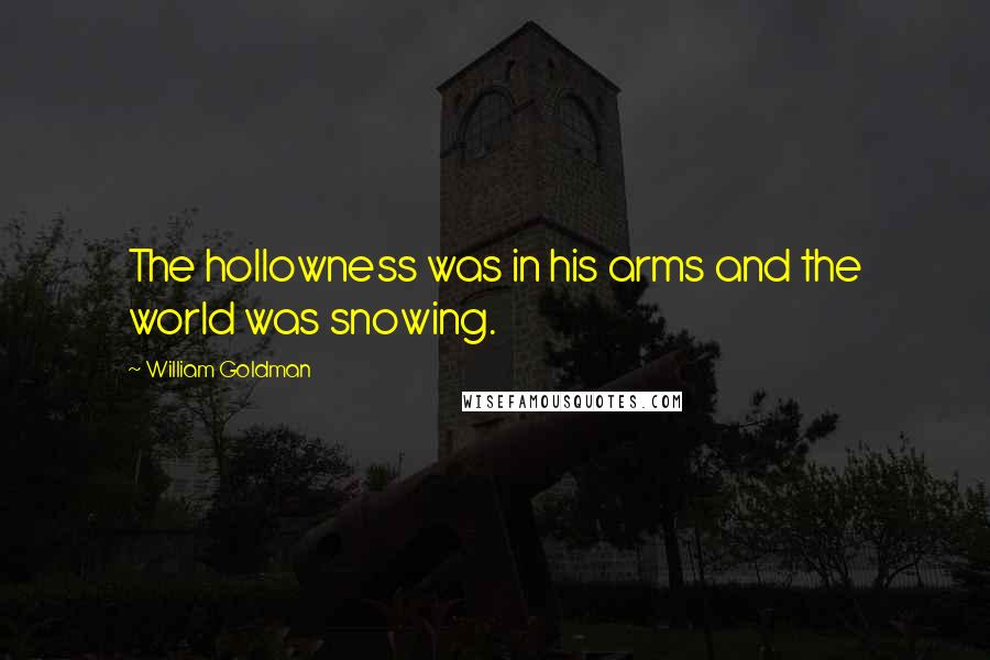 William Goldman Quotes: The hollowness was in his arms and the world was snowing.