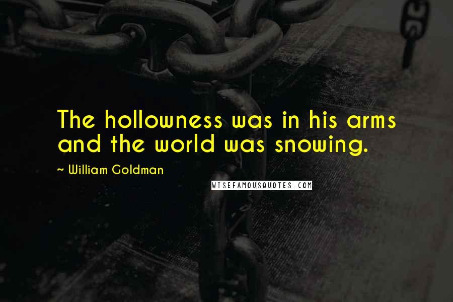 William Goldman Quotes: The hollowness was in his arms and the world was snowing.