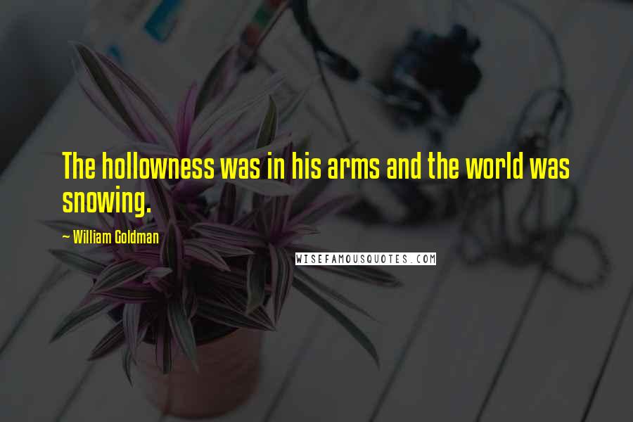 William Goldman Quotes: The hollowness was in his arms and the world was snowing.