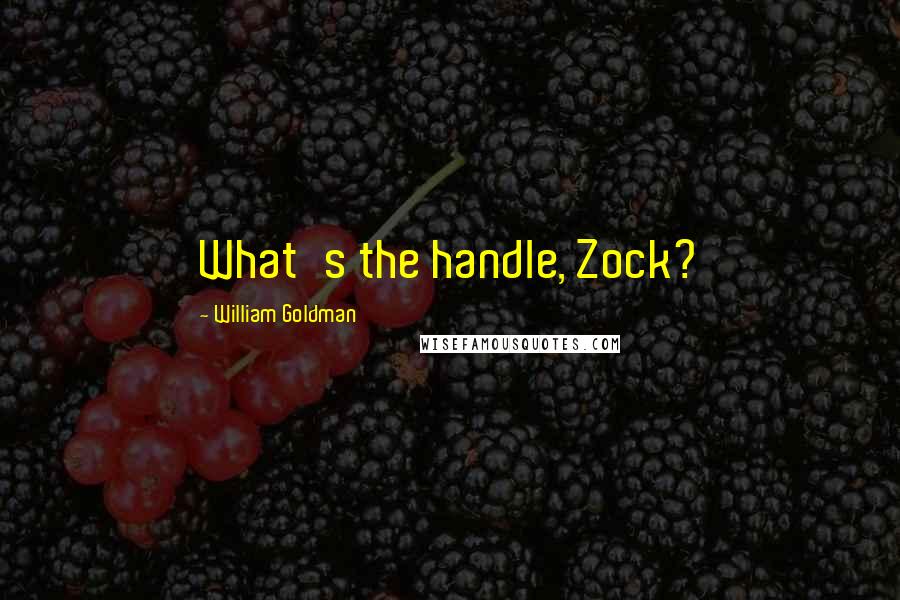 William Goldman Quotes: What's the handle, Zock?