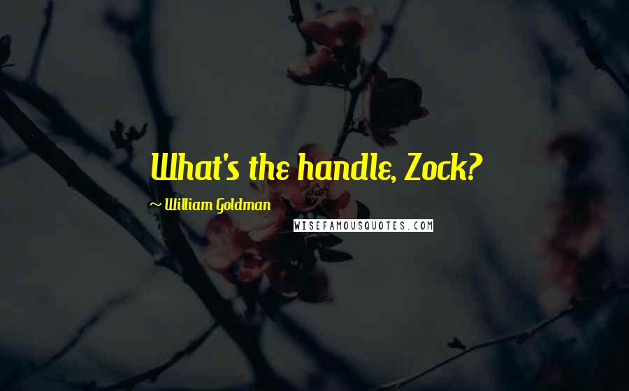 William Goldman Quotes: What's the handle, Zock?