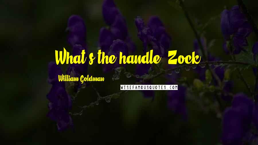William Goldman Quotes: What's the handle, Zock?